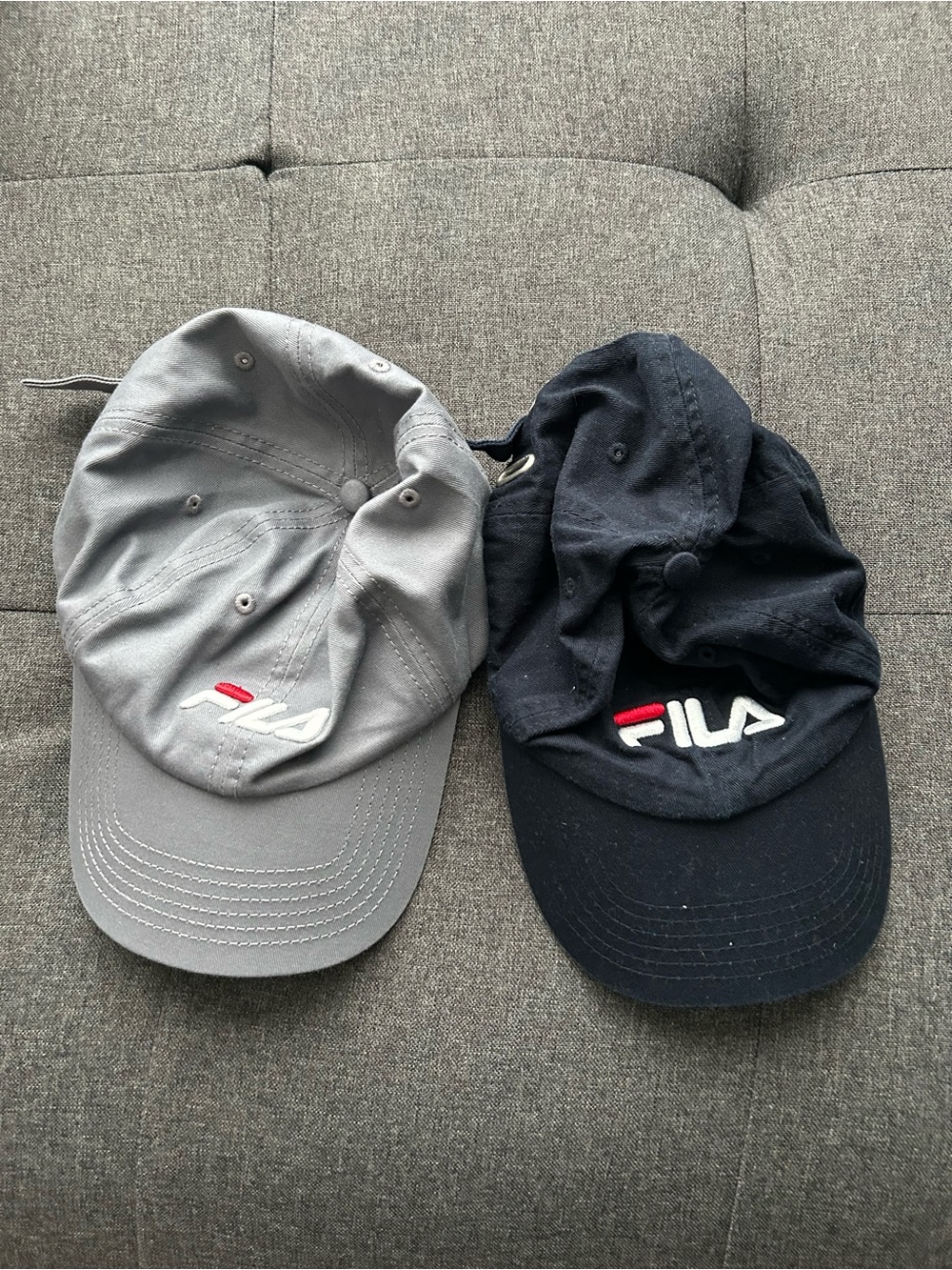 Fila Two-Pack Logo Baseball Caps in Black and Gray